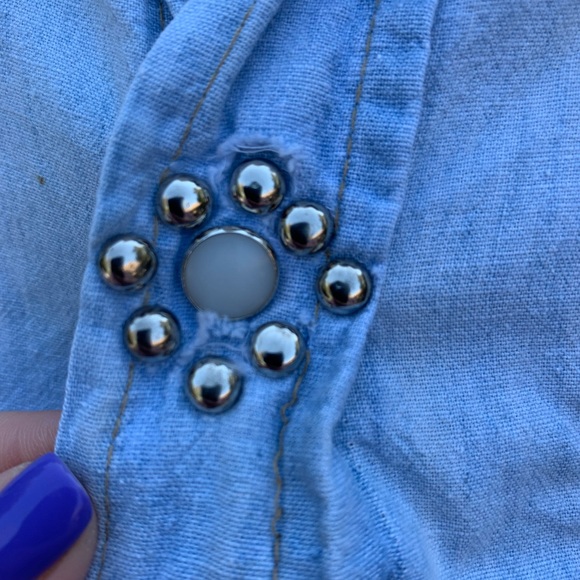 Vintage Denim Rhinestone Bedazzled Snap Up Shirt - Picture 6 of 16
